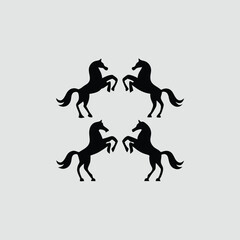 Four Horses Silhouette Design Element