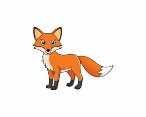 A fox with illustration on white background