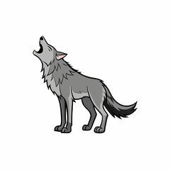 Realistic Charcoal Wolf Howling Sketch on White Background