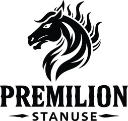Stylized Black Horse Head Logo Design for Brand Premilion