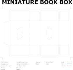 Miniature Book Box Packaging Die Cut Template Blueprint Technical Drawing