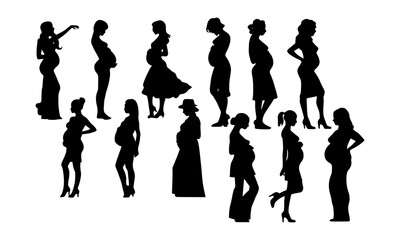 Pregnant woman or pregnancy period, vector banner.