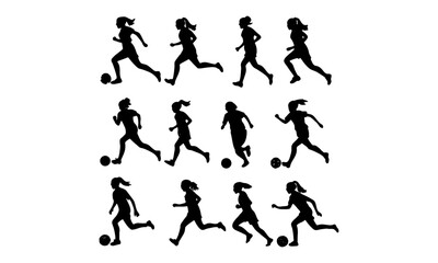 Woman soccer silhouette, Female Soccer Player Kicking Ball