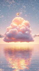 Minimalist dream cloud above ocean high resolution picture