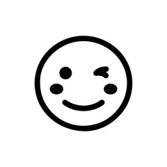 Fototapeta premium Black Icon of a Smiley Face with Wink and Dotted Cheeks