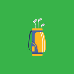 Golf Bag with golf clubs Icon flat vector design