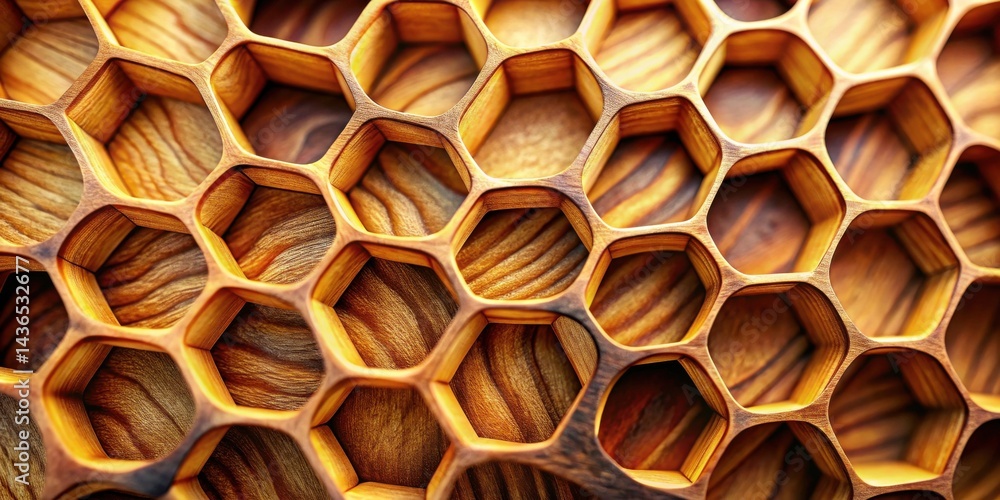 Leinwandbilder intricate wooden honeycomb structure a detailed close-up of a complex geometric pattern in warm brow