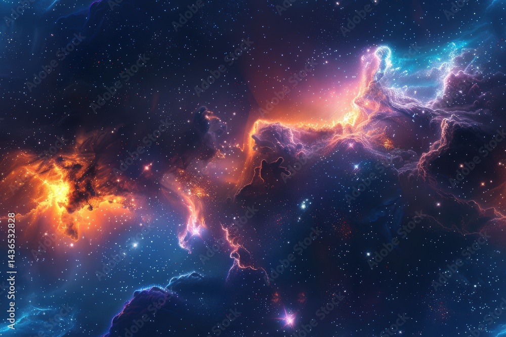 Aufkleber vivid space pattern displaying celestial colors and intricate nebula formations in high resolution