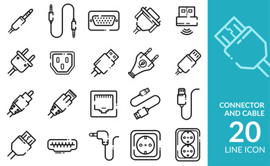 Connector and Cable- icon set