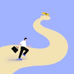 businessman running to success work
