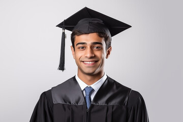 Smiling Indian Male Student on a white background — Confidence, Success, and the Joy of Learning. Isolated image.


