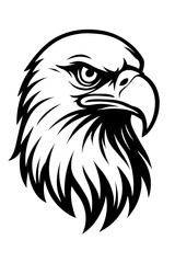 Majestic Eagle Head - Black and White Illustration for Animals, Wildlife, Symbolism, or Graphic Themes
