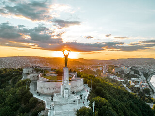 The Liberty Statue of Budapest and the Citadel during Sunset, Budapest Hungary © Beautiful World