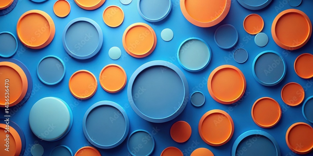 Aufkleber abstract background of overlapping circles in vibrant hues of blue and orange