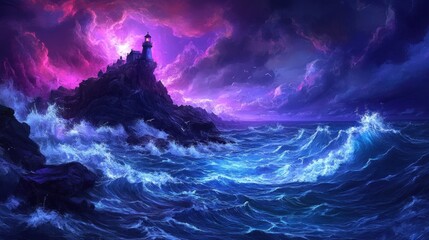 Stormy Seascape with Lighthouse (1)