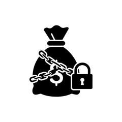 Money Bag Locked with Chain and Padlock Icon