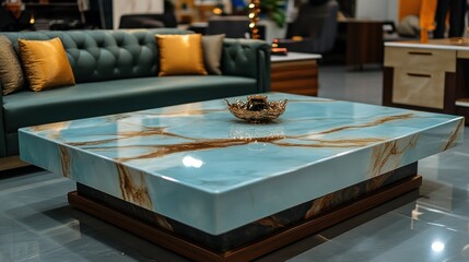 Luxurious light-blue marble coffee table