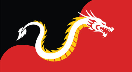 "Dragon Silhouette Vector: Black and Yellow Dragon Illustration with Red Background for Design Projects on the white background AI Generative"

