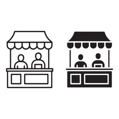 Obraz premium Market stall icon silhouette and outline