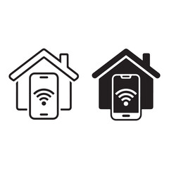 Wi-Fi house icon silhouette and outline