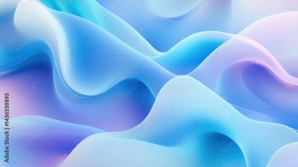 Poster Flowing blue ink and subtle gradients form a dreamy abstract backdrop. Suitable for contemporary art projects and calming visual designs...