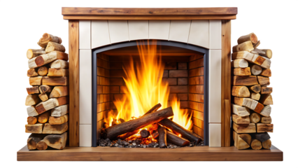 fireplace firewood isolated on white background PNG