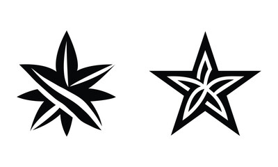 Black Star Logo Icon Vector Set, Modern Star Symbol Illustrations, Star Logo silhouette, vector silhouette Clipart design,