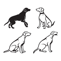 A Set of Playful Pup Illustrations
