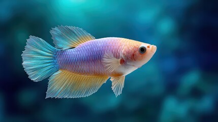Naklejka premium Colorful Betta Fish Swimming Gracefully in an Underwater Environment