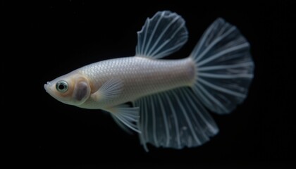 Fototapeta premium Graceful fish swimming elegantly in deep water with soft flowing fins and body