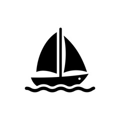 Sailboat with Raised Sails on Calm Water Minimal Icon