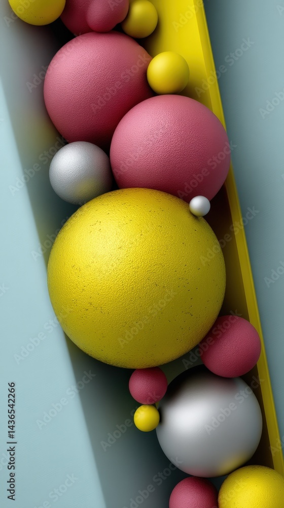 Poster abstract colorful spheres background texture design 3d rendered geometric balls pattern