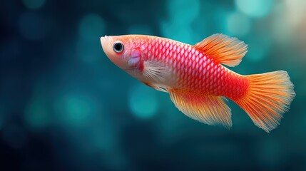 Fototapeta premium Vibrant Orange and White Fish Swimming Gracefully in a Colorful Underwater Environment