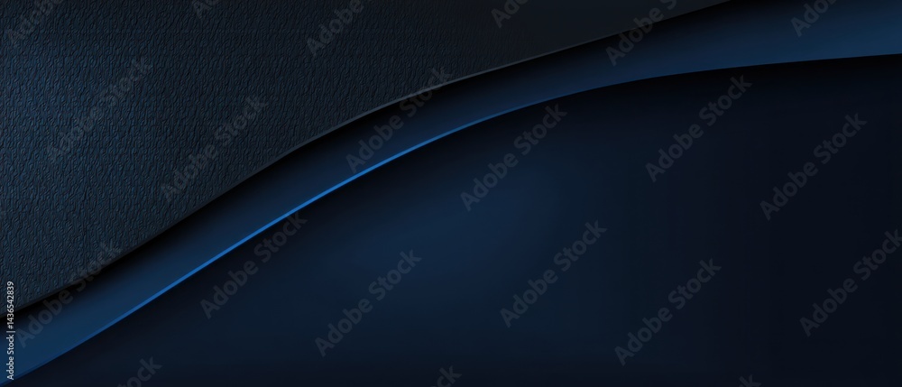 Poster abstract dark blue textured background with curved layer and subtle light, creating a modern and ele