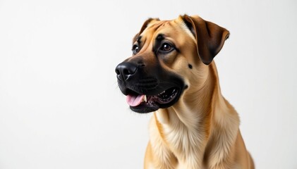 Obraz premium Noble mastiff, alert expression, pure white backdrop, dog, canine, dignified