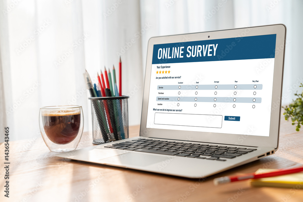Poster online survey form for modish digital information collection on the internet network