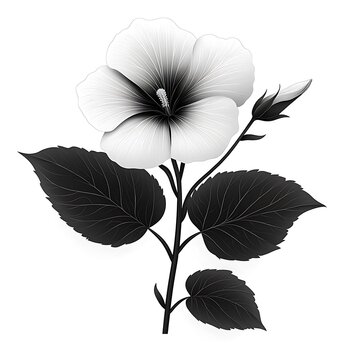 black and white hibiscus flower on white clip art preview