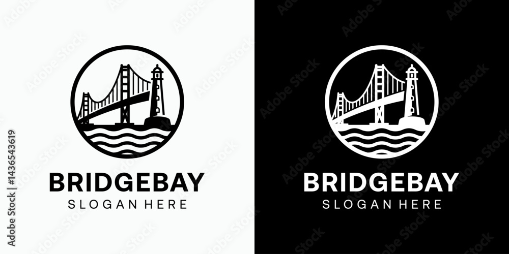 Aufkleber lighthouse and bridge vector logo design with modern, simple, clean and abstract style. icon for bus