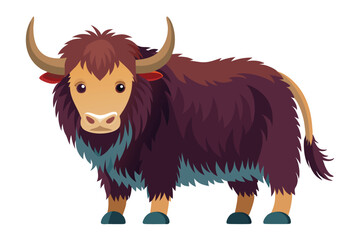 Yak Illustration on White Background.