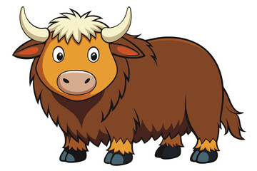 Yak Illustration on White Background.