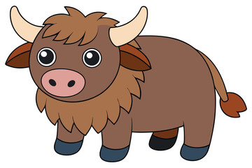 Yak Illustration on White Background.