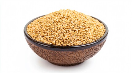 Fresh Bowl of Oats Isolated on White Background for Healthy Breakfast Concept