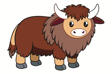 Yak Illustration on White Background.