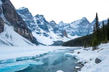 beautiful glacial landscape isolated on a white background, PNG