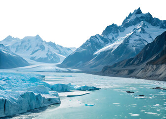 beautiful glacial landscape isolated on a white background, PNG
