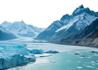 beautiful glacial landscape isolated on a white background, PNG