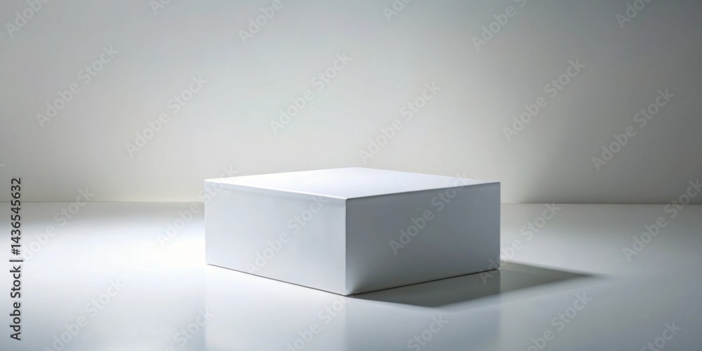 Leinwandbilder a simple white cube on a minimalist surface against a clean backdrop, ideal for product display and 