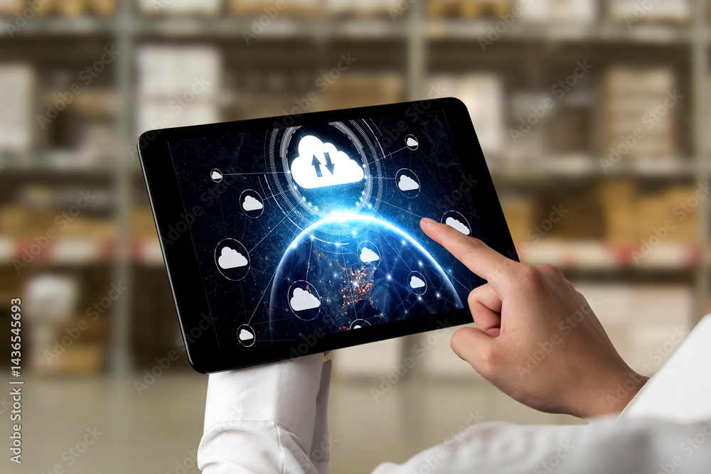 Poster cloud computing software for modish remote work and personal data storage