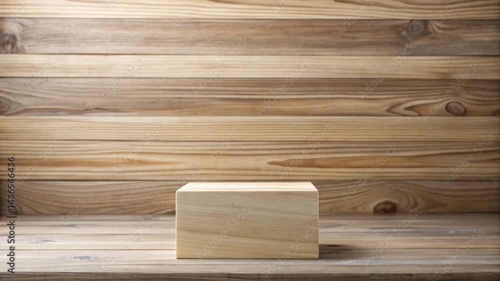 Leinwandbilder simple wooden cube on rustic plank background ideal for product display or mockups