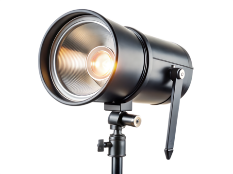 glowing studio strobe lights isolated on white background PNG